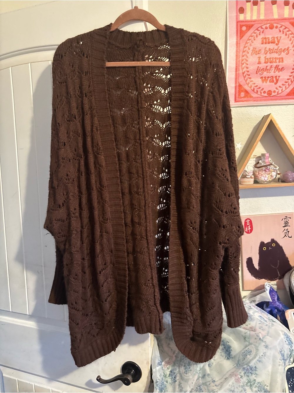 Amazon Brown Open-Front Knit Women's Cardigan